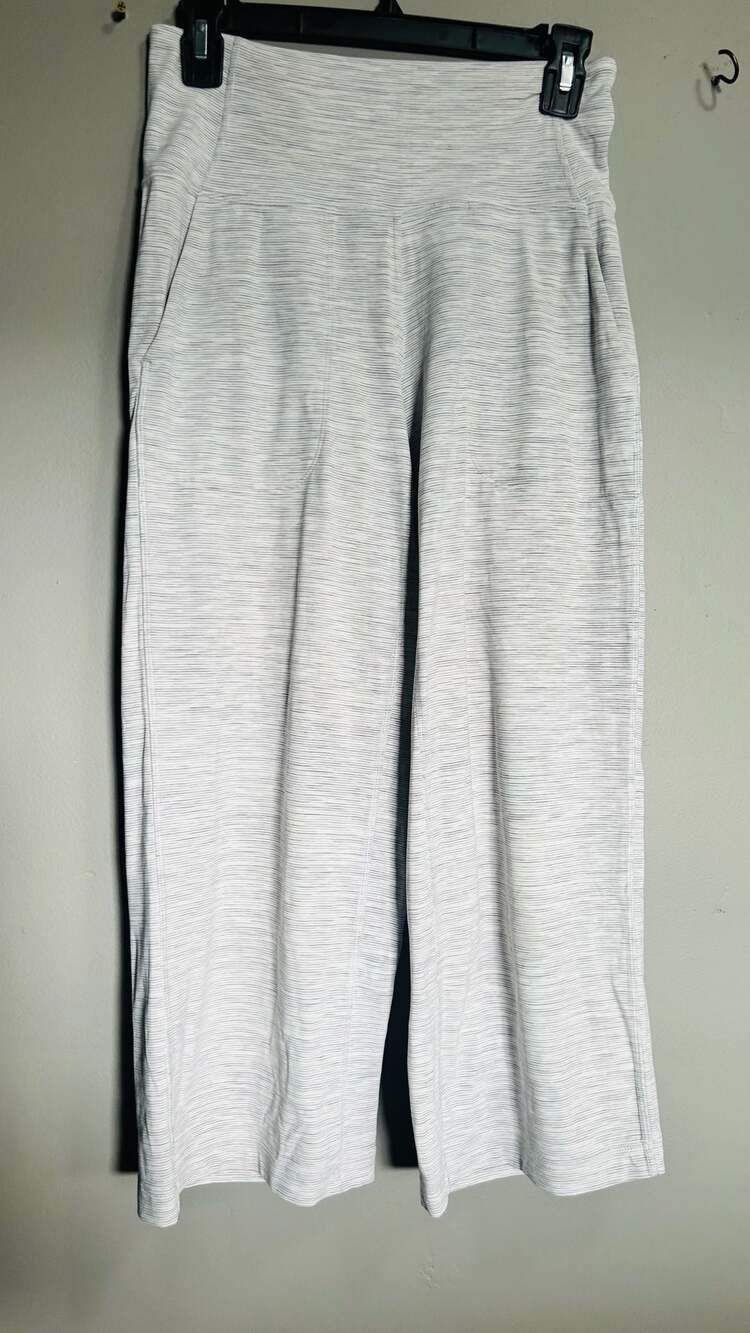 Lululemon Wide Leg Lounge Pants Grey White Striped. Pc134